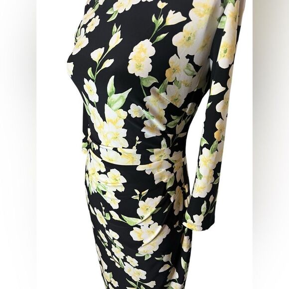 LAUREN RALPH LAUREN FLORAL BLACK & YELLOW CLASSY/CLASSIC DRESS WOMENS SIZE 4 - Picture 8 of 10